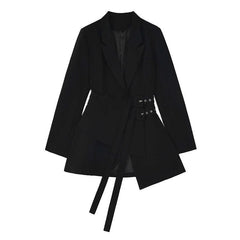 Solid Irregular Bandage Spliced Blazer