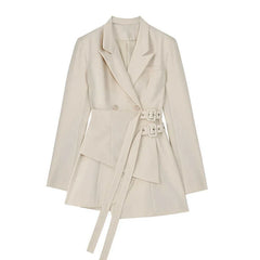 Solid Irregular Bandage Spliced Blazer