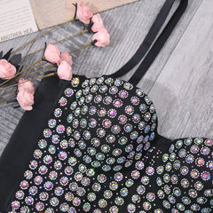 Pre Order:  Black Solid Crop Rivet Corset