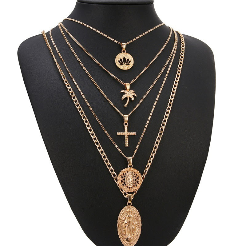 Golden Multi-Layer Pendant Necklace