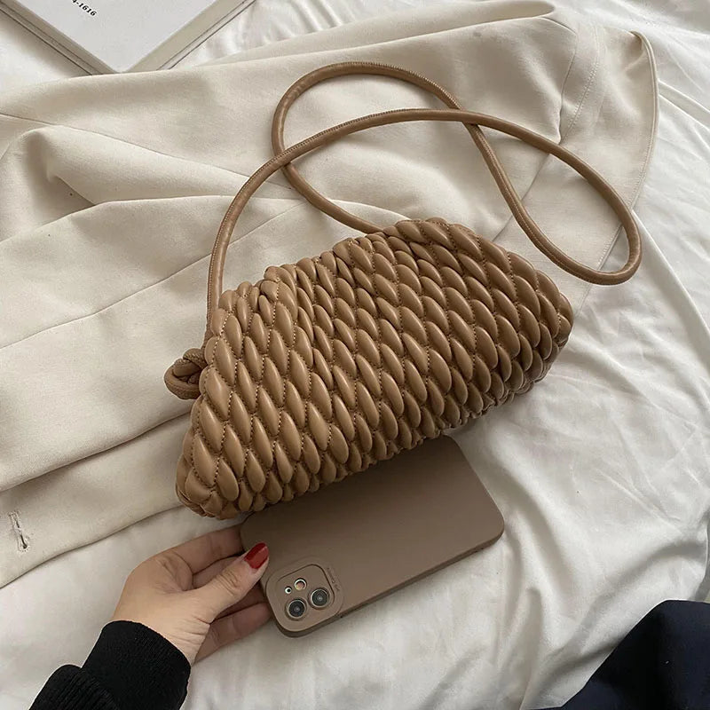 Crossbody Vegan Leather Pleated Bag