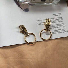 Vintage Alloy Palm Circle Drop Earrings