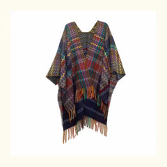 Colorful Wave Striped Thick Tassel Split Cape