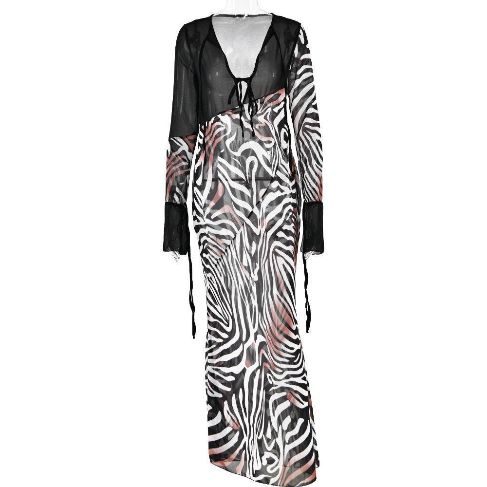 Chiffon V-Neck Slim Fit Maxi Dress