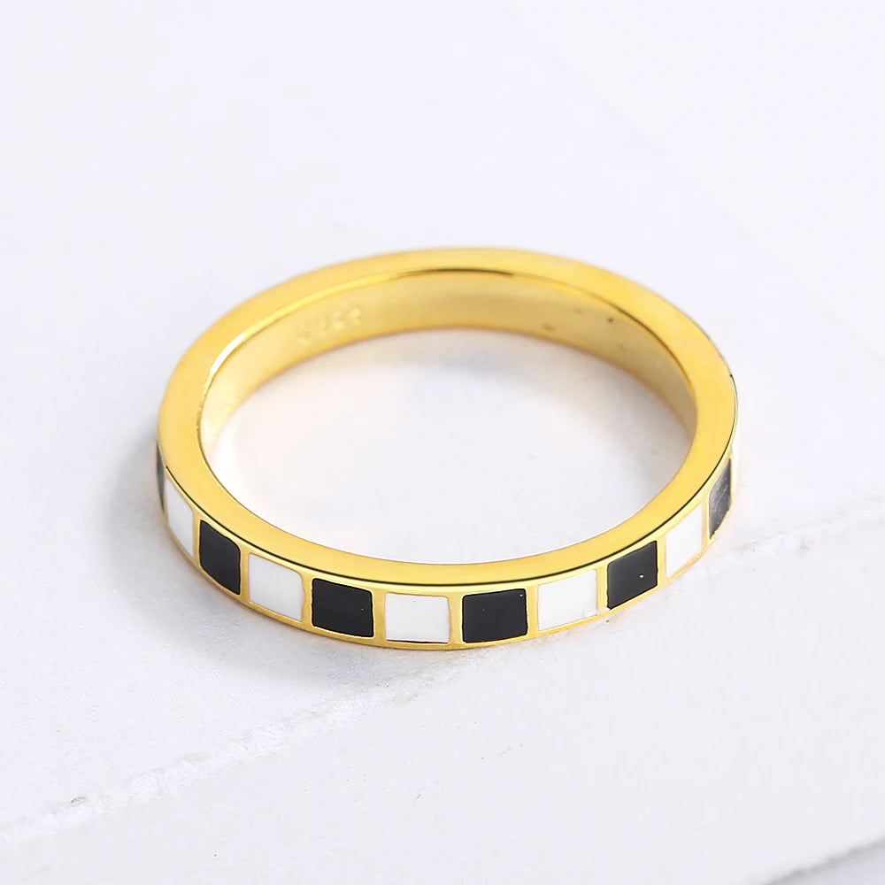 Checkerboard Minimalist Ring