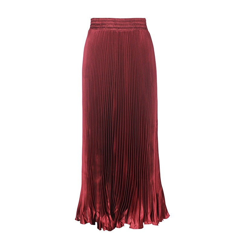 Glossy Pleated Accordion Skirt