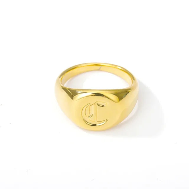 Stainless Steel A-Z Letter Initial Rings