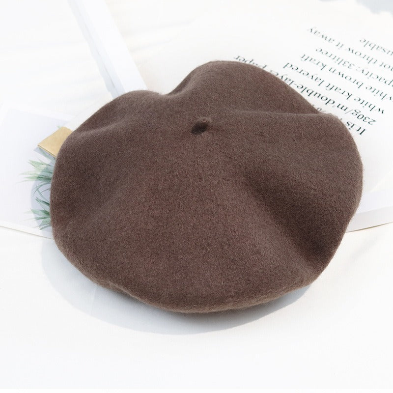 Round Top Knitted Wool Beret