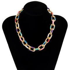 Rainbow Chain Plated Gold Necklace