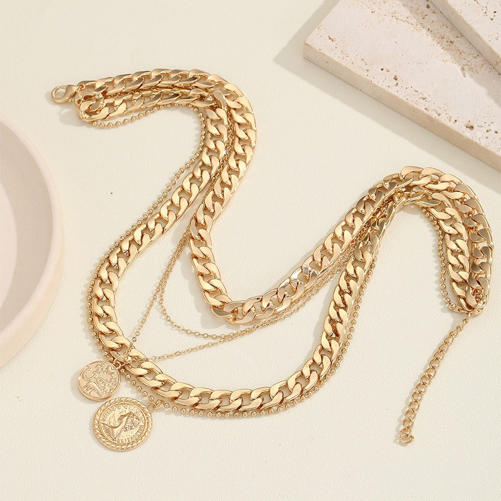 Retro Multi-Row Large Chain Necklace