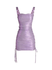 Solid Lace Up Hollow Out Dress