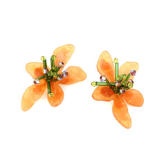 Handmade Beaded Acrylic Flower Earrings