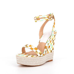 Checkered Wedge Heel 14CM Sandals