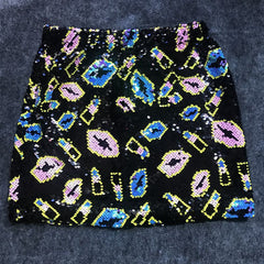 Elastic High Waisted Sequin Wrapped Hip Skirt