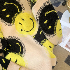 Smiling Face Loose Knit Sweater