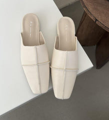 Spliced Flat Retro Square Toe Sandals