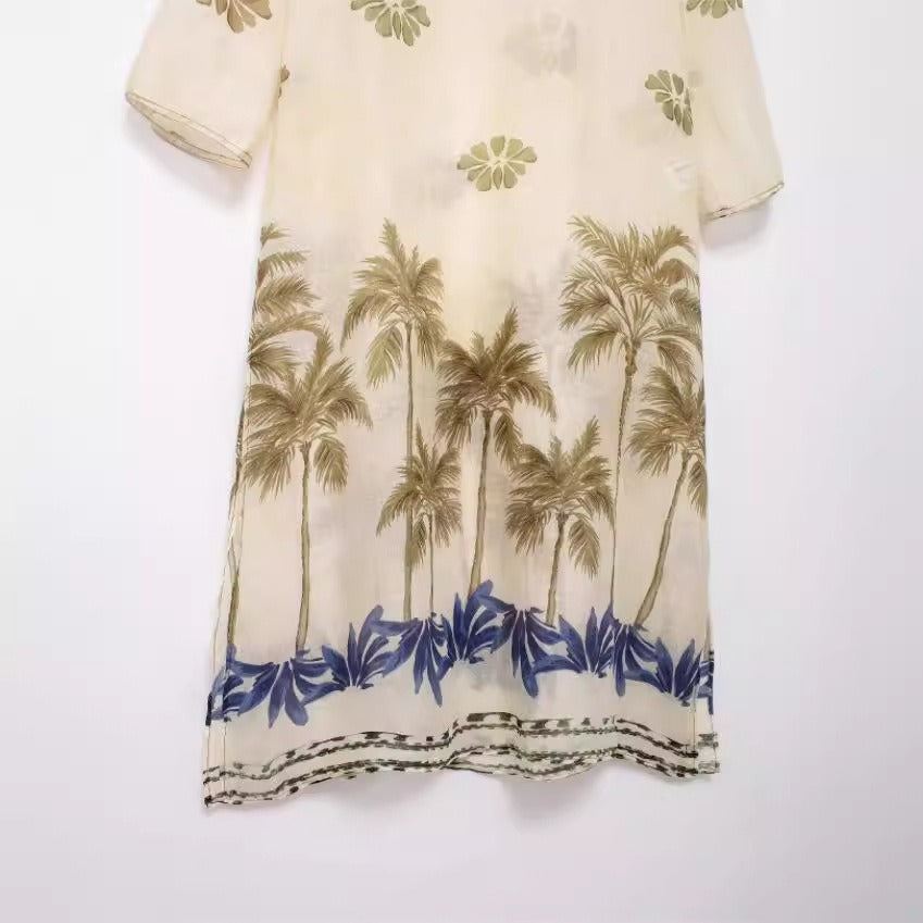 Floral V-Neck Long Sleeved Dress