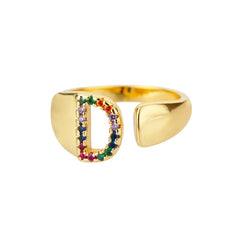 Multicolor Zircon Alphabet Plated Rings