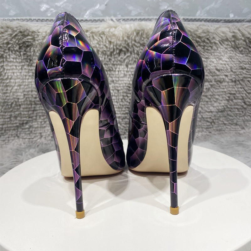 Stone Pattern Patent Leather Stilettos