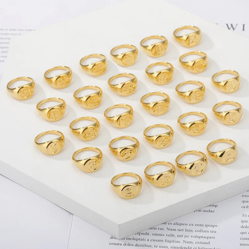 Stainless Steel A-Z Letter Initial Rings
