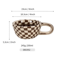 Retro Checkerboard Ceramic Mug