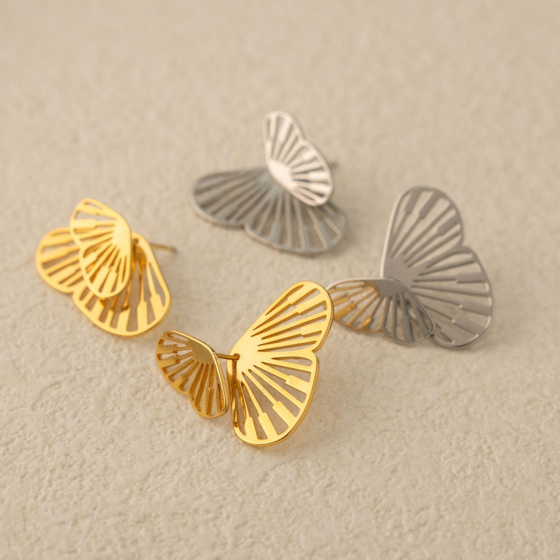 Butterfly Wing Back Hanging Earrings