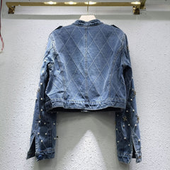 Diamond Grid Nail Bead Inlaid Jacket