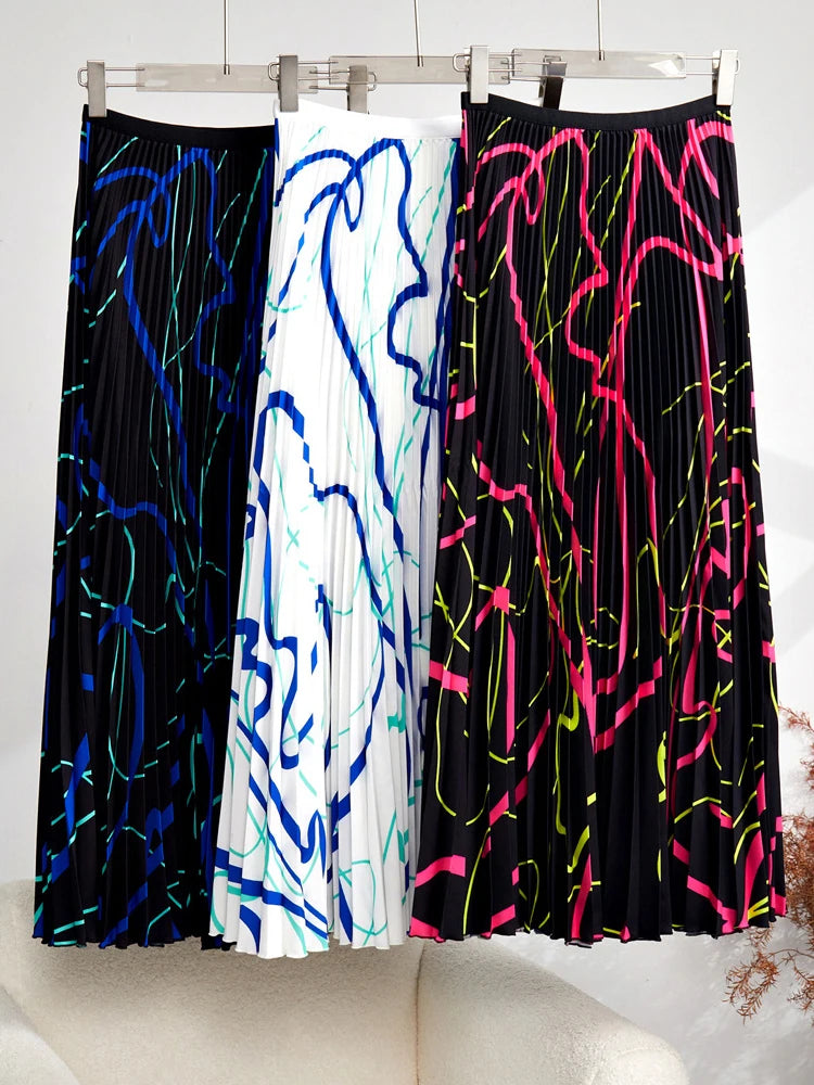 Squiggles Top+Skirt Pleated Set
