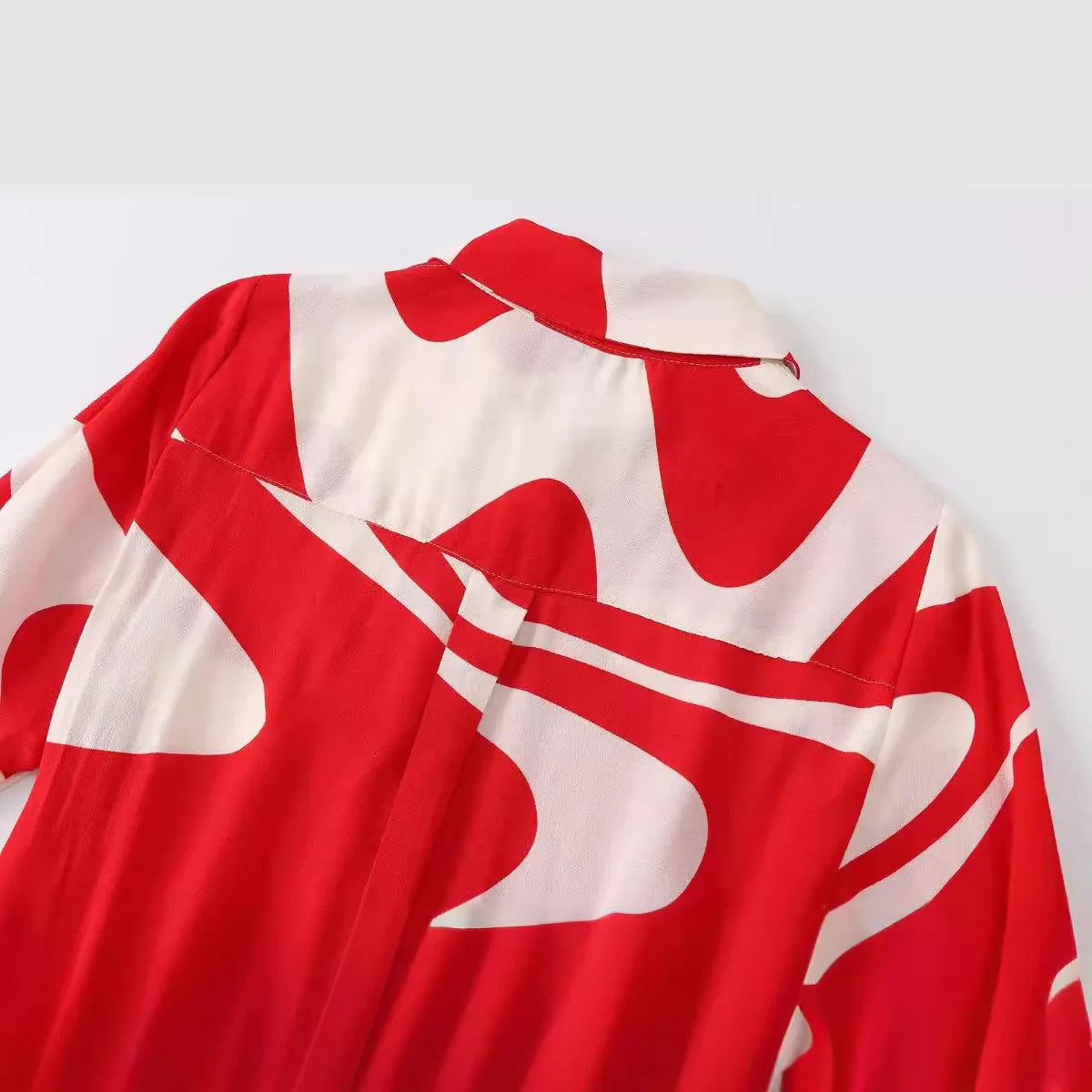 Red Casual Abstract Printed Dress