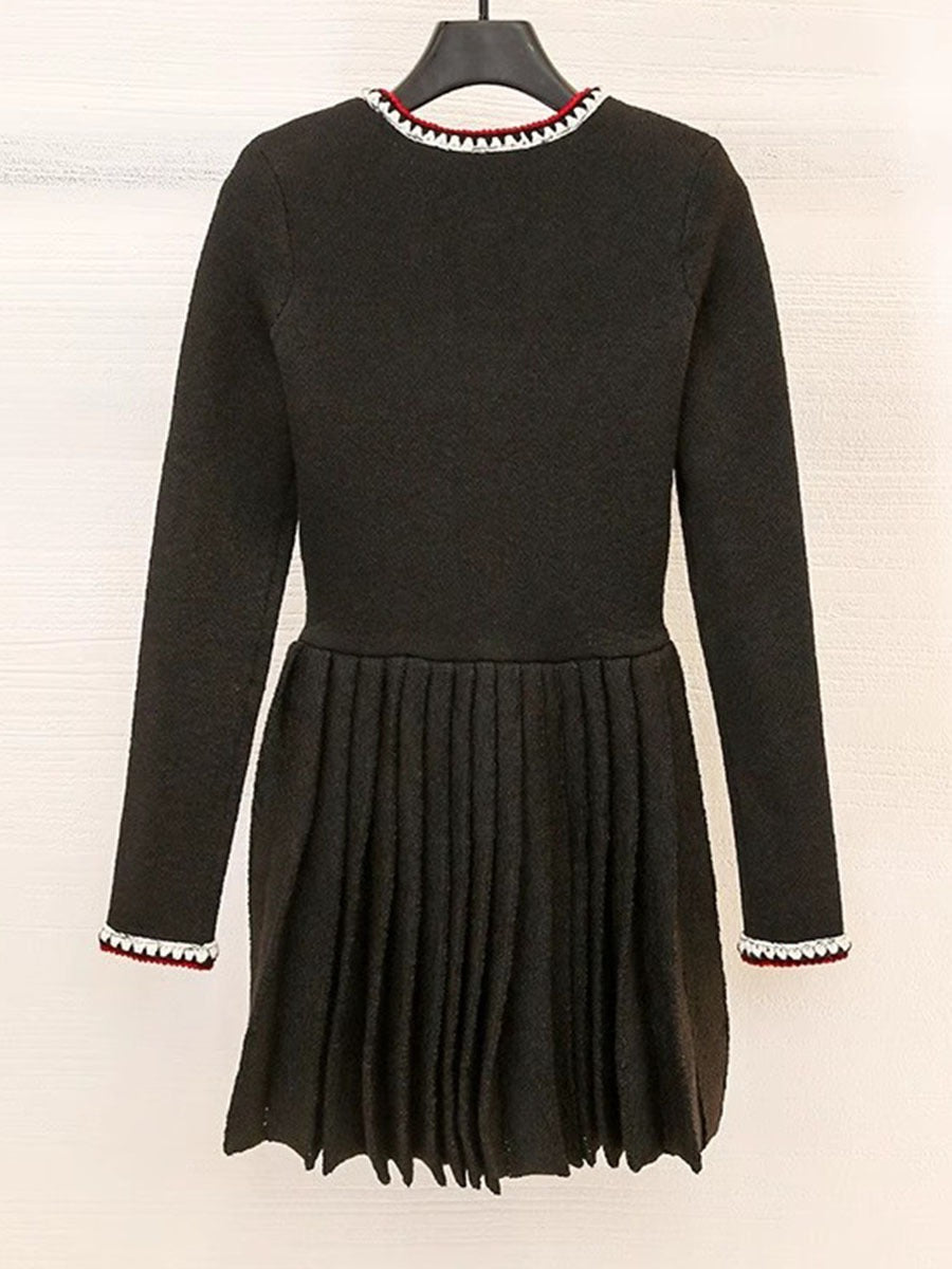 Classic V-neck Knitted Cardigan Dress