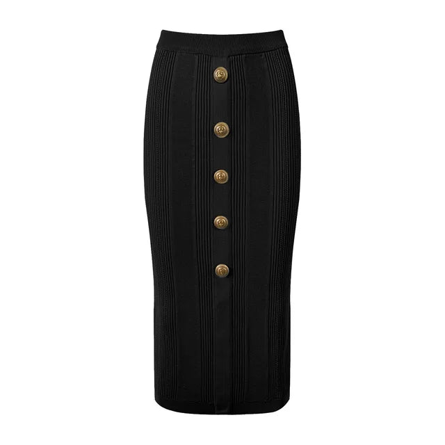Stretch Knitted Sheath Midi Skirt