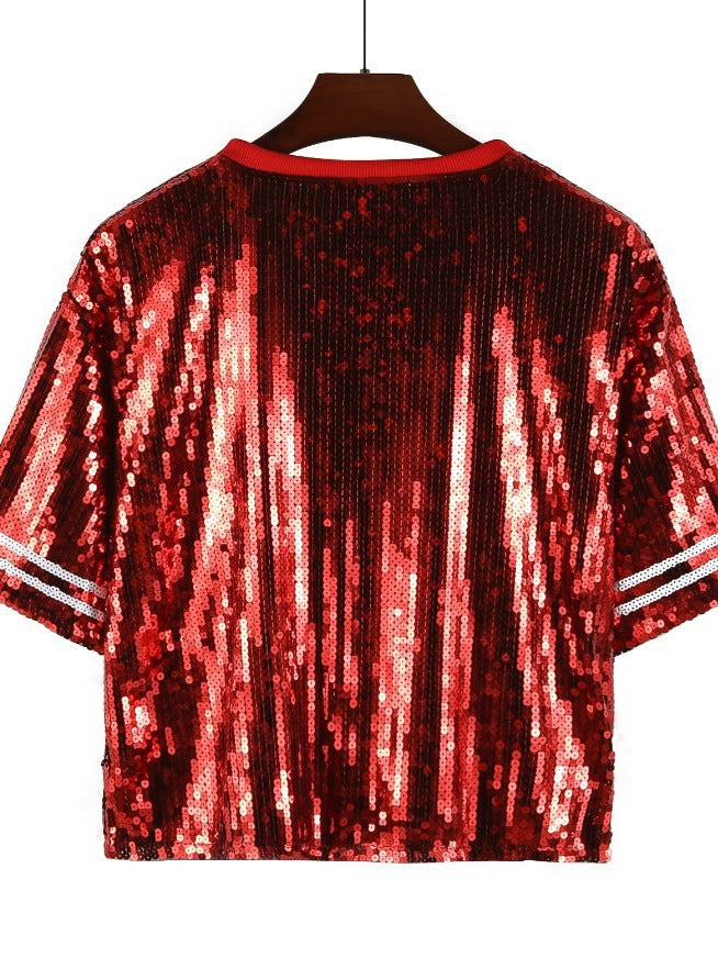 Pre Order:  Baseball Football Sequin Jersey T-Shirt