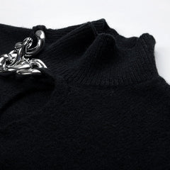 Casual Chain Hollow Chest Knitted Sweater