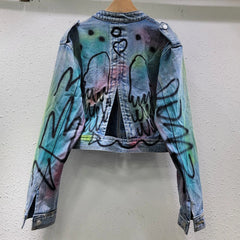 Graffiti on Denim Short Jacket