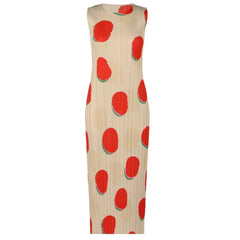 Polka Dot Pleated Sleeveless Dress