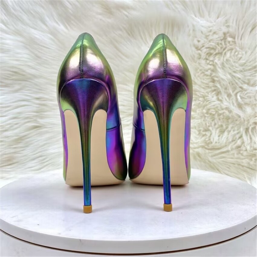 Purple Pointed-Toe Faux Leather Shoes