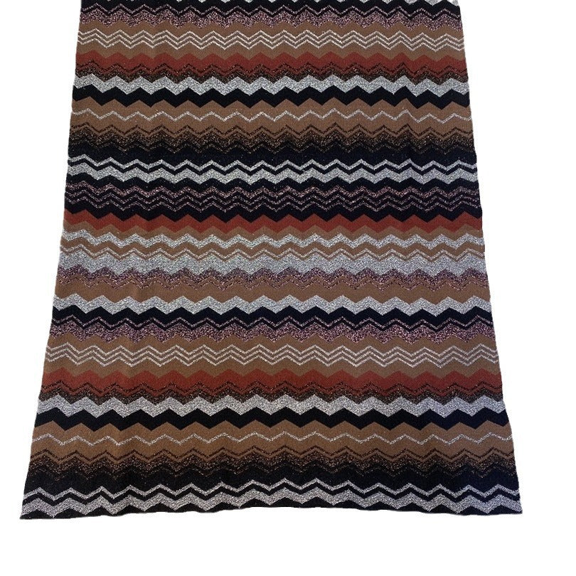 Zigzag Striped Knitted Maxi Dress