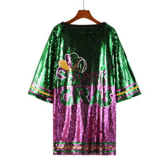 Sequined Round-Neck Short Sleeve Top