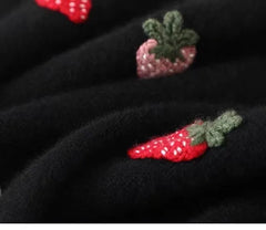 Strawberry Crochet Long Sleeve Knit Sweater