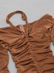 Ruched Bodycon Halter Dress