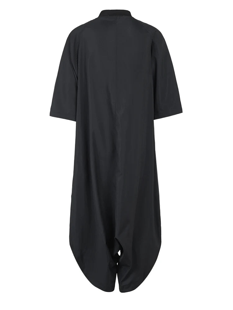 Bat Shaped Short Sleeved Hanging Crotch Jumpsuit