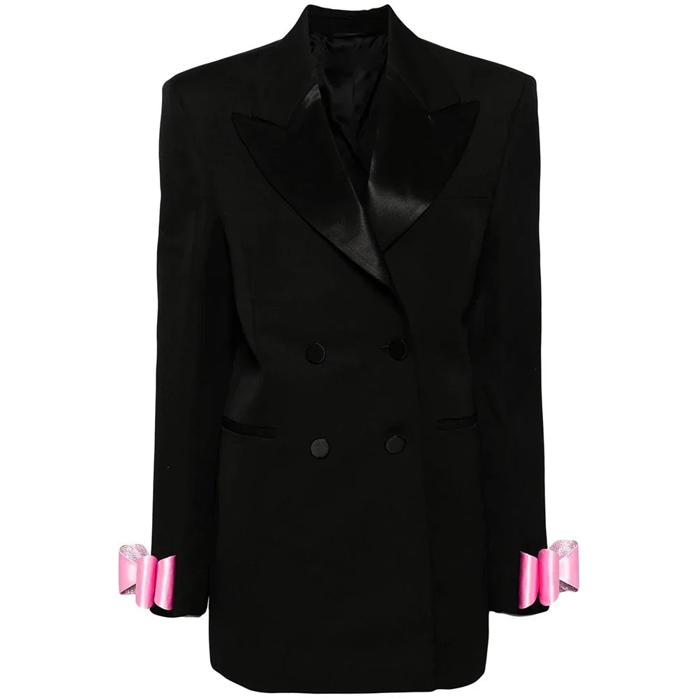 Diamond Bow Embellishment Suit Jacket Style Slim Mini Dress