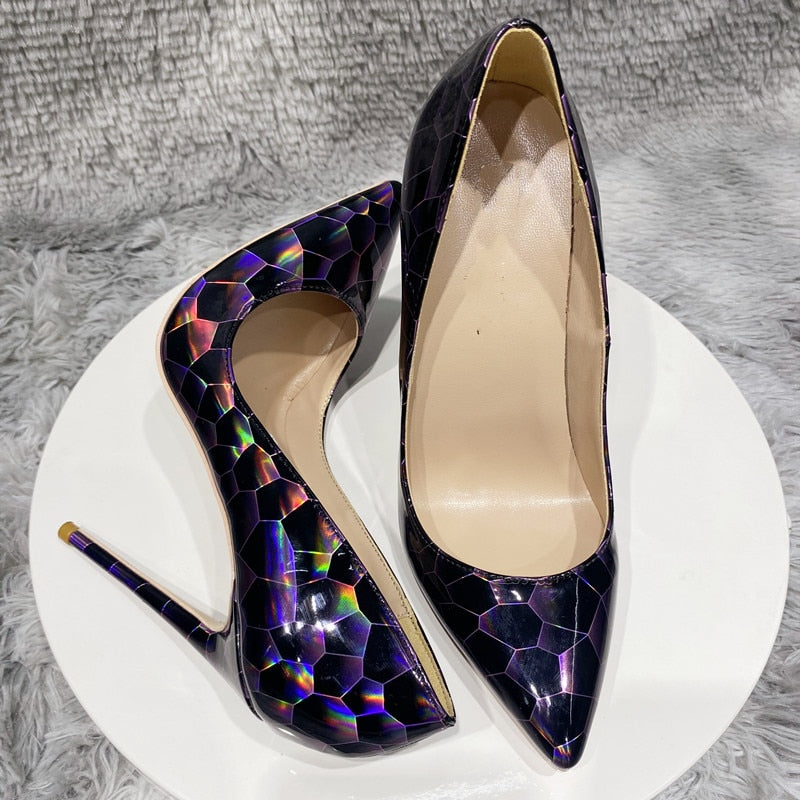 Stone Pattern Patent Leather Stilettos