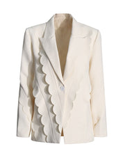 Solid Spliced Round Disc Suit Jacket