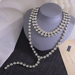 Multi-Layer Rhinestones Tassel Chocker