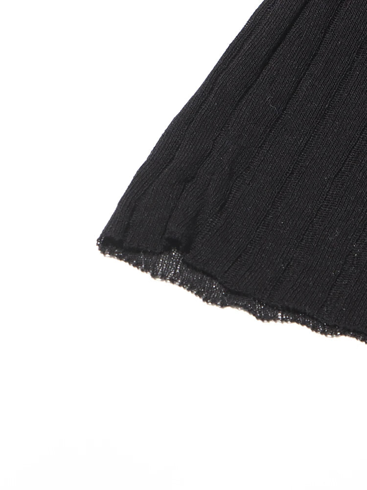 Patchwork Sheer Ribbed Cutaway Top