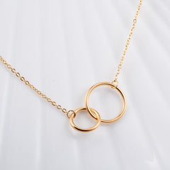 Double Ring Plated Silver Necklace