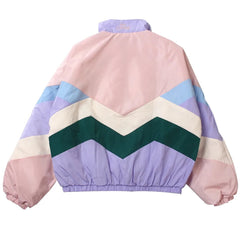 Pastel Stand Collar Cartoon Jacket