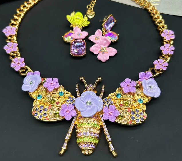 Pre Order:  Bee Flower Necklace + Earrings