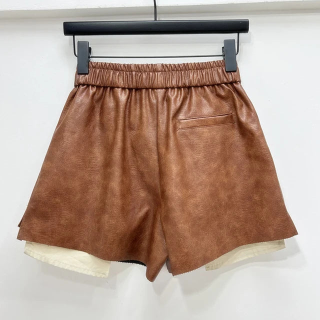 High-Waist Faux Leather Shorts